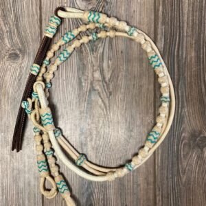 Waxed Nylon Romal Reins with Rawhide Buttons