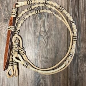 Waxed Nylon Romal Reins with Rawhide Buttons