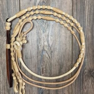 Waxed Nylon Romal Reins with Rawhide Buttons